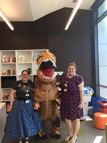 We welcome all to the Newport Community Hub, even dinosaurs