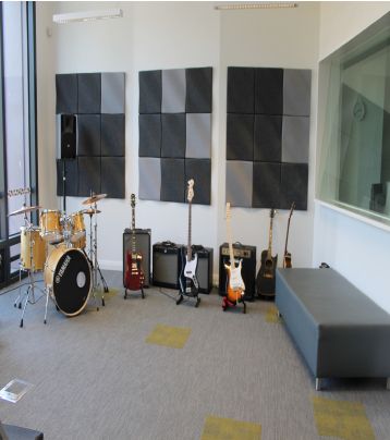 Photo of the Recording Studio that you can hire with some of the instruments and equipment available for use