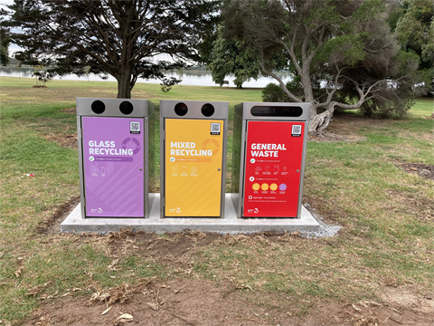 Recycling bins at Cherry Lake