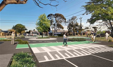 Artist impression of new roundabout on Maddox Road at Woods Street
