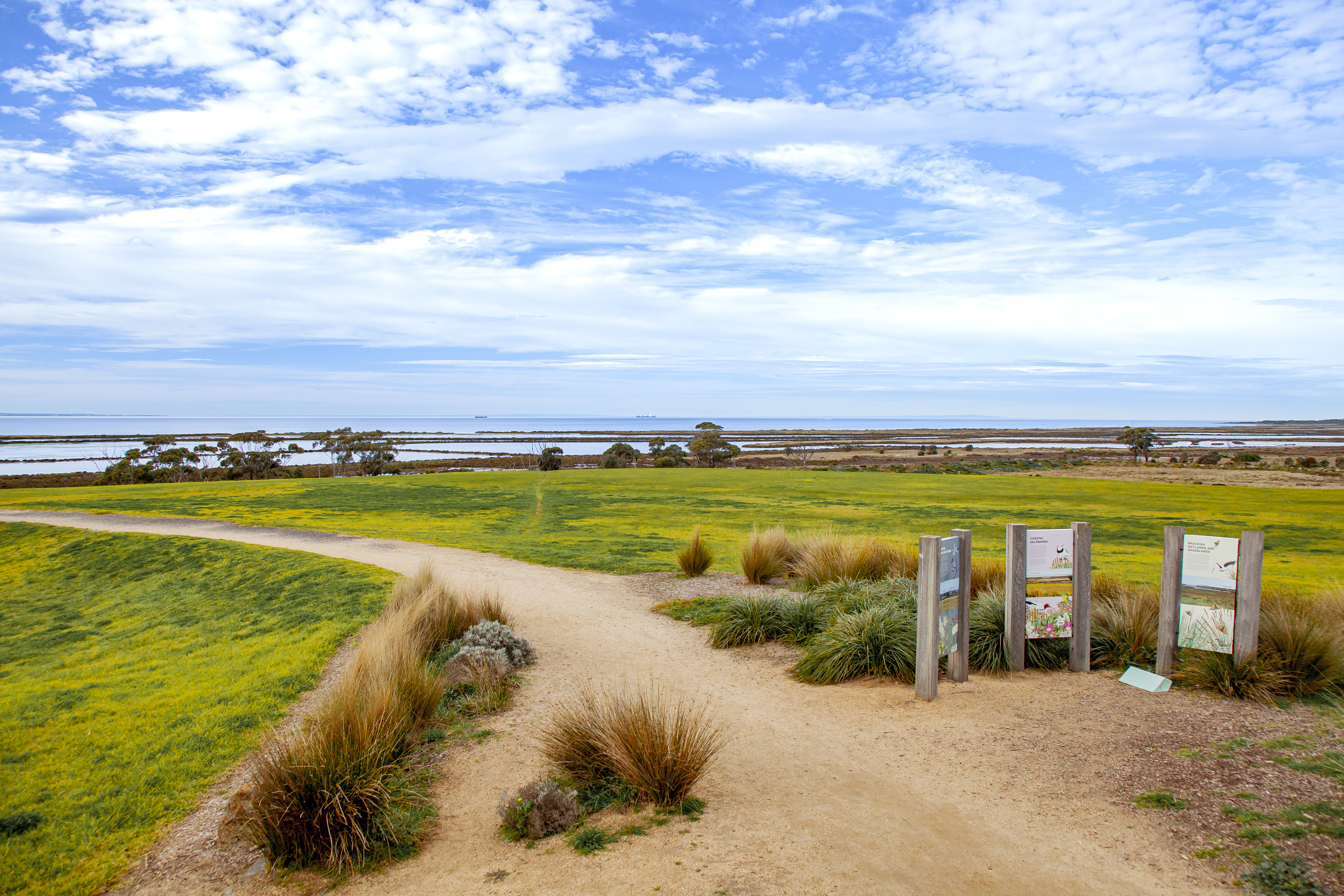 Walking path through Truganina Coastal Parklands